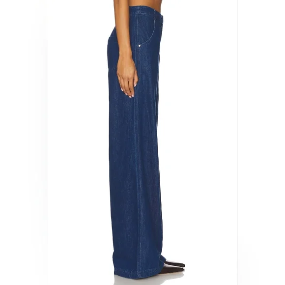 NWOT Amanda Uprichard Thalia Wide-Leg True Blue Denim Trousers | Sz Medium - Picture 14 of 16